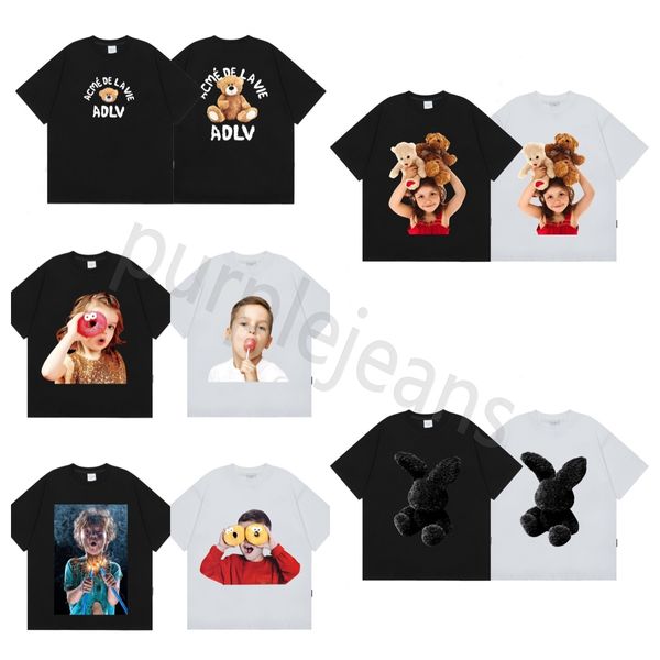 Männer T-shirts 2024 Klassische Mode ADLV Baby Gesicht Hemd Einfache Brief Logo Lose Kurzarm Junge Mädchen Prinzessin Donut t-shirt