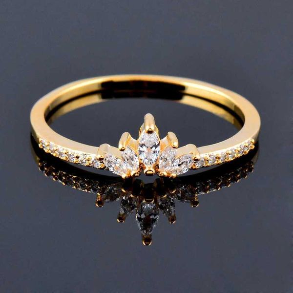 Anéis de banda Sinleery Princesa Estilo Cristal Coroa Anel Mulheres Rosa Ouro Prata Acessórios de Casamento Jóias JZ049 J240326