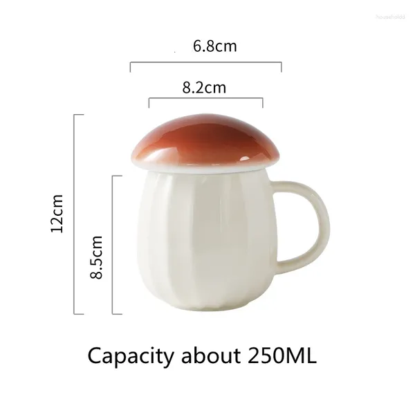 Tazze Tazza a fungo Simpatico caffè Kawaii Tazza da tè in ceramica resistente al calore con manico Acqua potabile per coperchio regalo