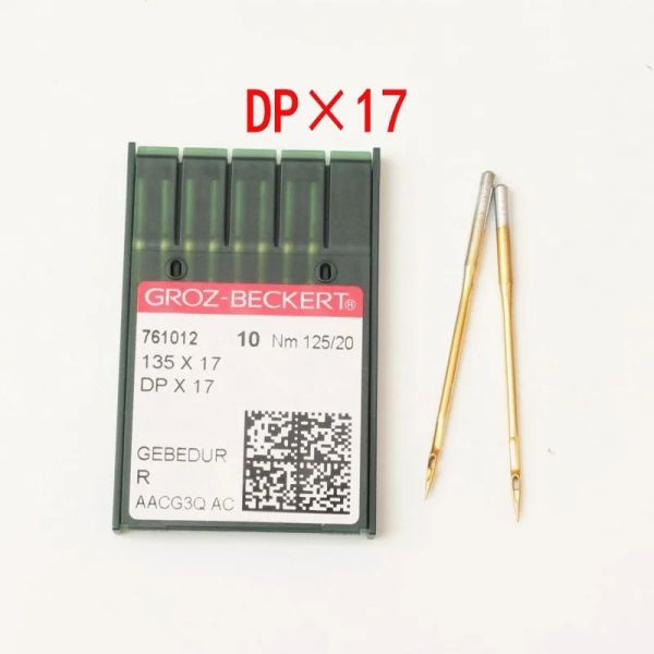 Máquinas 50pcs DPX17 (135X17) GEBEDUR Agulhas GrozBeckert à prova de calor para máquina de costura industrial Juki Durkopp SY3355 Titanium