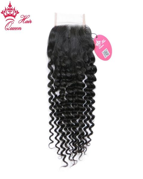 Queen Hair 100 capelli umani vergini brasiliani parte 4x4 pollici chiusura in pizzo 1020 pollici tessuto riccio profondo grado 8A DHL veloce 8862447