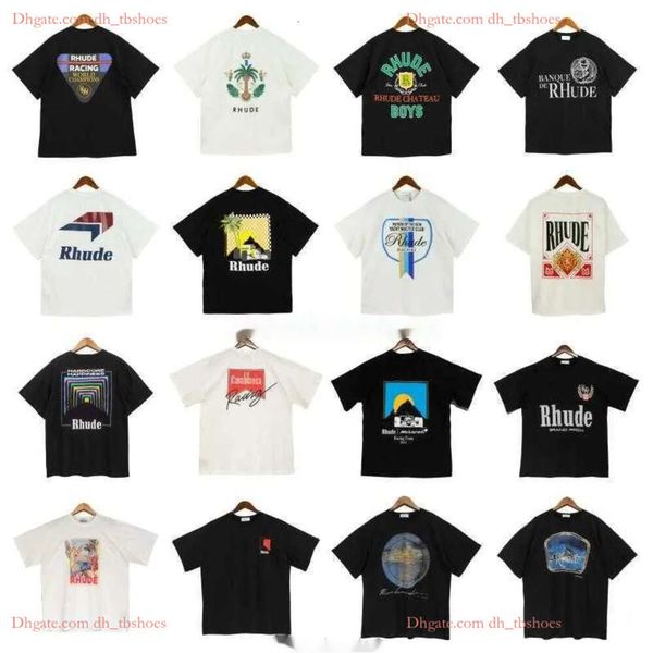 Designer de roupas de moda tees tshirt americano na moda marca rhudes sentido de manga curta homens mulheres casal sensação de deus high street solto encaixe tshirt primavera