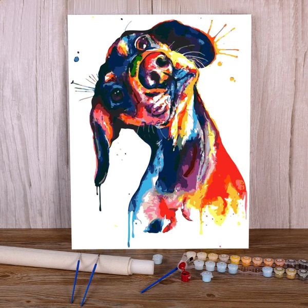 Number Animal Dog Dachshund Pintura por Números Pacote Acrílico Tintas 40*50 Imagem por Números Photo Decorativo Manual