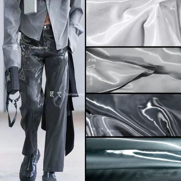 Брюки жидкость отражающая ткань хрустальная шелк -атласный металлический блеск брюки планы гладкие флэш -платья одежда одежда мода