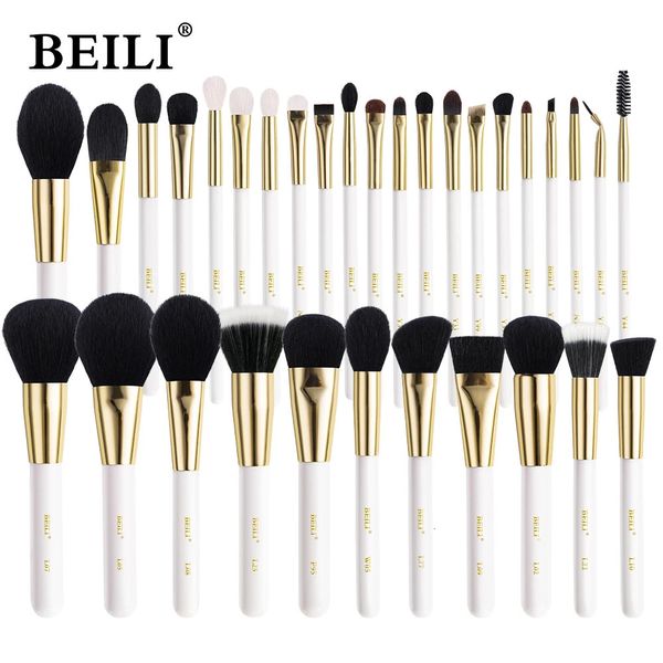 Beili Luxus Weißgoldziegen Haar Make -up Pinsel Professionell Fundament Make -up Pinsel Blush Augenbrauenpulver Brochas Maquillaje 240311