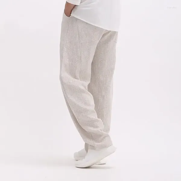 Pantaloni da uomo Pantaloni larghi in lino casual Pantaloni hip-hop larghi stile coreano Harajuku Poliestere Tendenza Classico alla moda