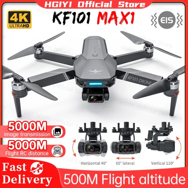 Drones Hgiyi KF101 Max Drone 4K Profissional 5G Wifi Dron Hd Eis Camera Antishake 3axis Gimbal Brushless Motor Rc Dobrável Quadcopter