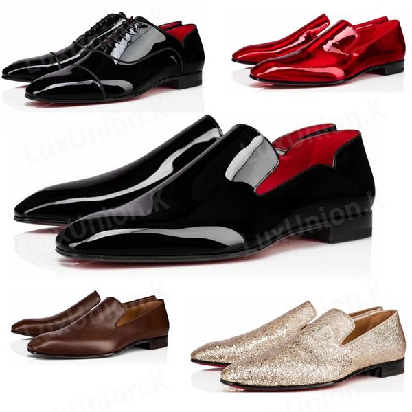 Scarpe eleganti da uomo firmate a punta Rivetto in pelle laccata nera Scarpe in pelle flash Moda uomo Scarpe sportive di lusso Scarpe da sposa per feste 38-45