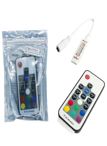 Striscia RGB LED Controller RGB DC5V24V 12A 17 tasti mini RF Dimmer remoto wireless per 5050 3528 RGB Luce di striscia flessibile2681404