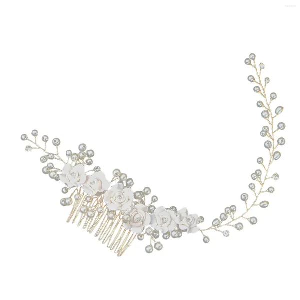 Fermagli per capelli Pettine per fiori con perle da sposa Copricapo elegante con strass per lo styling di accessori fai-da-te