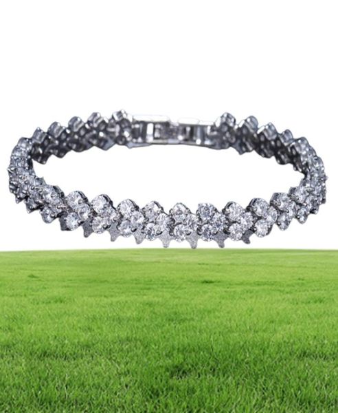 18K White Gold Plated Zirconia Tennis Bracelet Diamond Manth Chain For Men Women Heart Love Crystal Bracelets