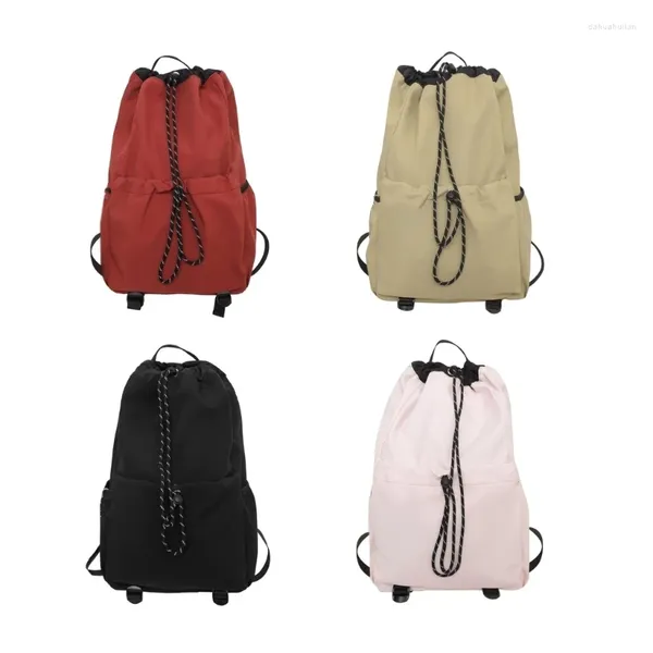 Backpack Drawstring for Women Boy Man Student School Bookbags Viaje de grande capacidade Rucksack casual