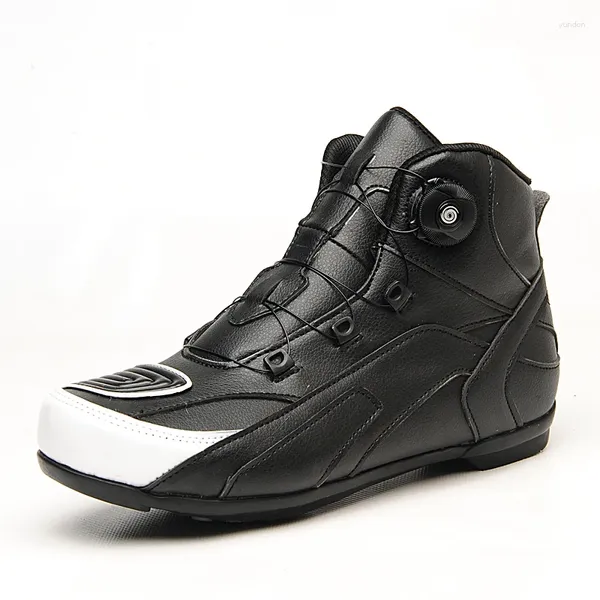 Scarpe da ciclismo Stivali da moto in pelle microfibra Suola in gomma Uomo Donna Traspirante Velocità Moto Protector Motocross Moto