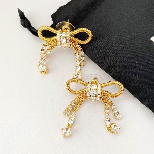 Gold Kristall süße Bogen Designer Ohrringe Halskette Frauen Marken Schmuck Sets süße Bowknot Ohrring Halsketten Ohrringe Ohr_voghion.com