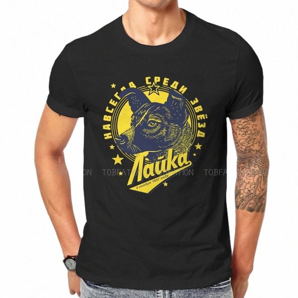 Laika Round Collar TShirt Russo URSS CCCP Pure Cott Básico T Shirt Roupas do Homem Novo Design Venda Quente N7Oq #