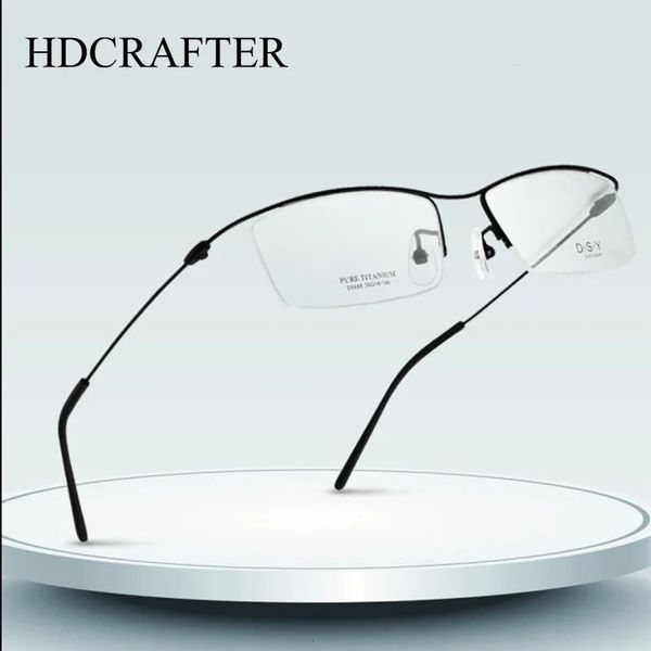 Hdcrafter Metal Gözlükler Erkekler İçin Çerçeve Yarım Jantsız Gözlükler Serin Optik Gözlük Reçeteli Gözlükler 240322