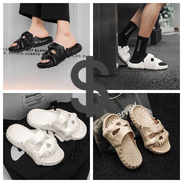 GAI-Schuhe, Baumwolle, dicke Sohle, Herren-Sandalen, modisch, Skelett, Totenkopf, personalisierbar, Punk, frei atmen, cool, Meeresstrand, schwarz, lustig, nicht stinkend, 2024, Größe 40–45