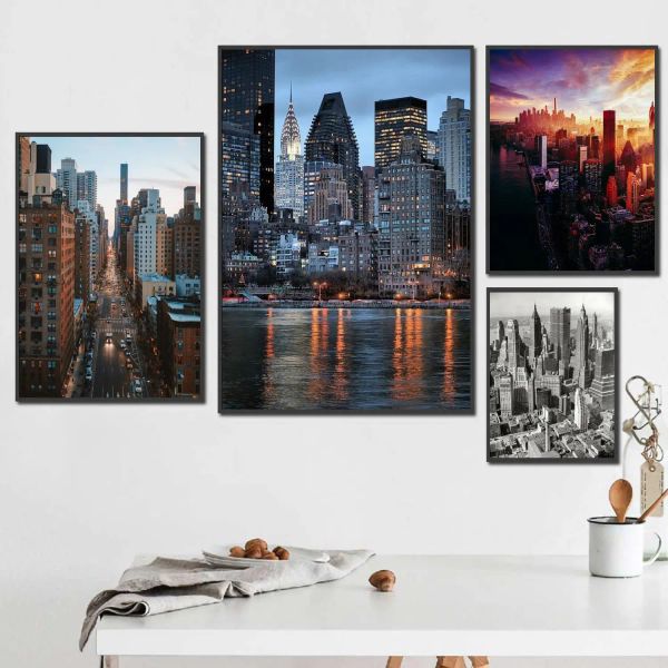 Calligrafia skyline di New York 24x36 poster decorativi su tela Room Bar Cafe Decor regalo stampa artistica pitture murali