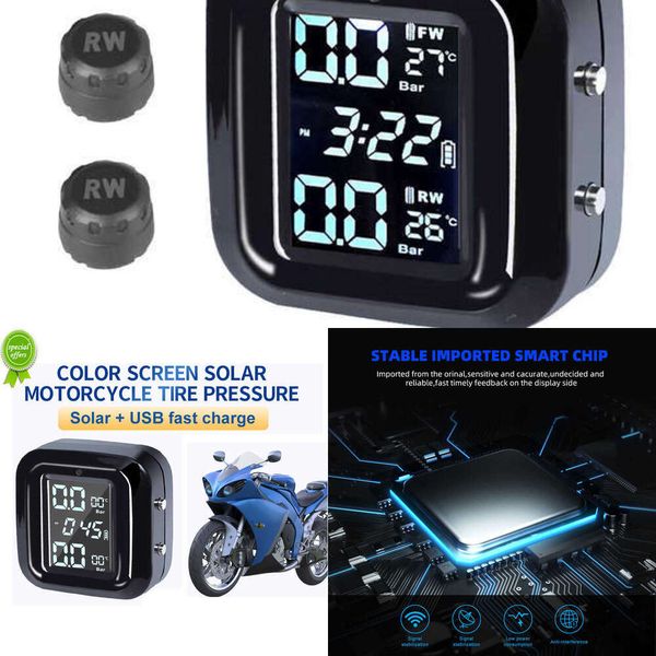 Sensores de pressão de pneus de motocicleta sem fio tpms atualizados, sistema de monitoramento de pressão de pneu de 2 rodas, sensor externo para moto