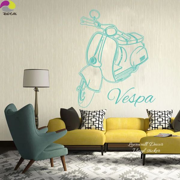 Adesivos de parede vespa roma, adesivo de parede para férias, quarto, itália, motobike, decalque de parede para sala de estar, quarto infantil, decoração de casa de vinil