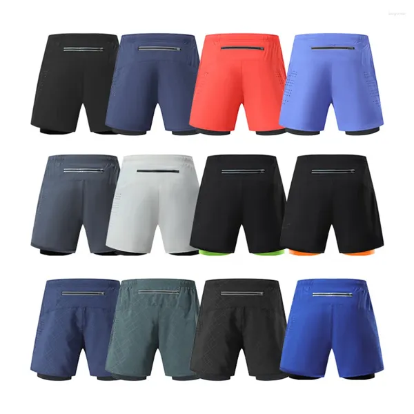 Pantaloncini da uomo 2024 Primavera Doppio Strato Fitness Casual Elastico Palestra Sport Trend Traspirante Fodera antiscivolo ad asciugatura rapida