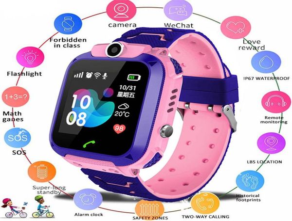 Q12 Children039s Relógio Inteligente SOS Telefone Relógio Smartwatch Para Crianças Com Cartão Sim Po À Prova D 'Água IP67 Presente IOS Android5026477