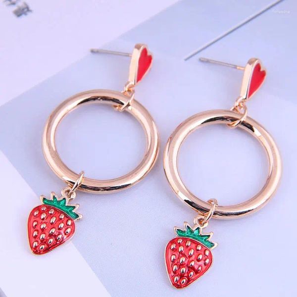 Baumelnde Ohrringe, Frucht-Erdbeer-Ohrring, für Damen, schönes Mädchen, Simulation, Rot, für edlen Schmuck und Accessoires