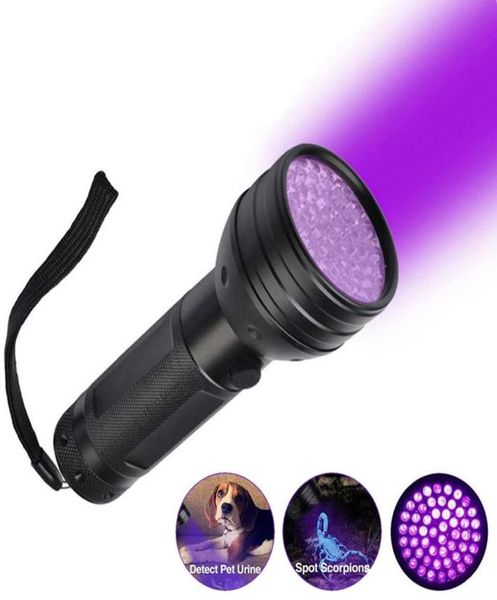 LED UV Taschenlampe 51LEDS 395nm Ultra Violet Mini Torch Scorpion Pet Urin Flecken Detektor Verwenden Sie 3AA Batterie Erkennung Taschenlampe6721113