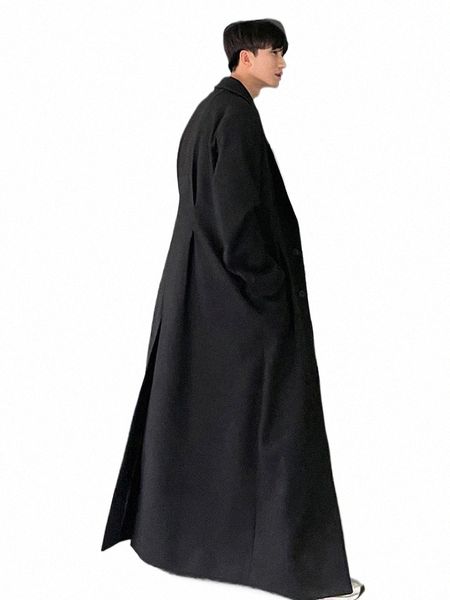 Mauroicardi Autunno Inverno Extra Lg caldo nero allentato casual misto lana cappotto uomo lusso piano lunghezza cappotto coreano Fi l1z3 #