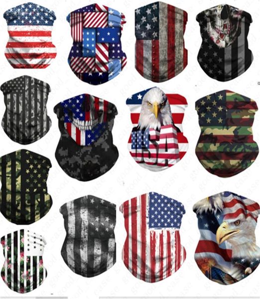 3D bandiera nazionale americana stampa maschera bandana traspirante mezza maschera sciarpa sciarpa fascia ciclismo polvere UV protezione dal vento Mas2367149