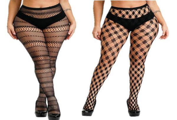 Paia Collant taglie forti Donna Bodystocking Lingerie sexy Calze erotiche per il corpo Calze collant a rete grandi Calze3493290