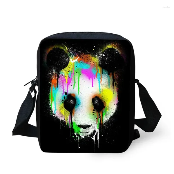 Sacos de ombro impressão colorida animal panda mensageiro saco para mulheres casual mini corpo cruz pequena bolsa telefone