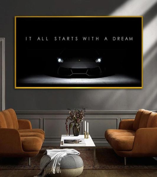 Decoração para casa citação de sucesso cartaz motivacional hd carro inspirador impressão imagem arte da parede estilo nórdico pintura em tela decor7042601