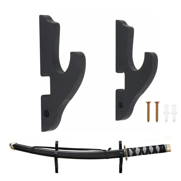 Raflar Duvara monte edilebilir ahşap kılıç ekran stand sahibi Japon Samuray Katana Wakizashi Tanto Kılıç Hanger Kanca Depolama Rafı