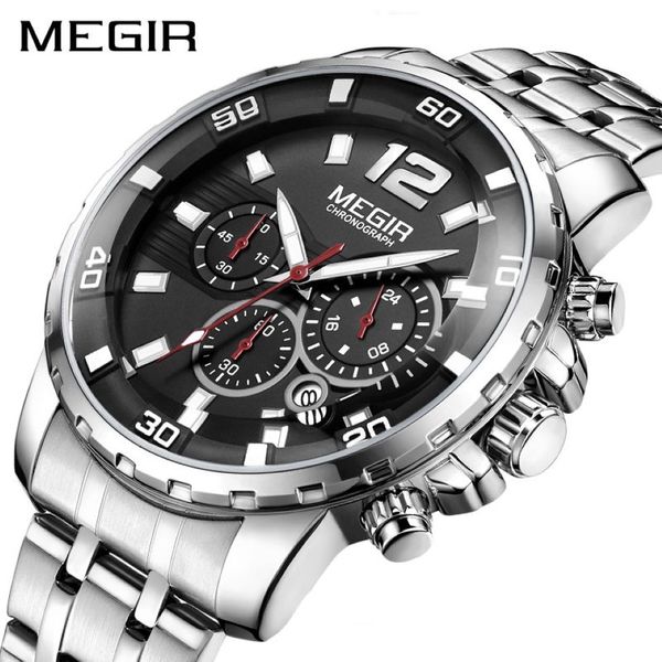 Megir Luxury Business Watch Watch Men Brand Brand Hronograph Quartz Mens Watch The Clock Hour Time Relogio Masculino237f