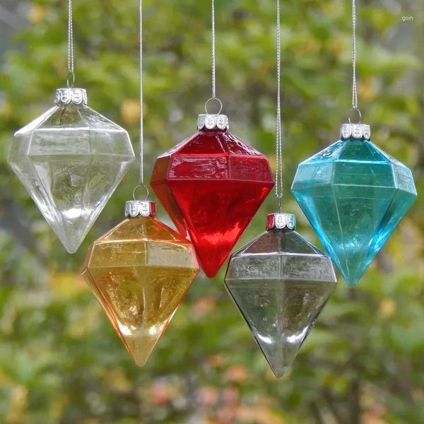 Decorações de Natal Bola Pintada em Vidro Ornamento de Árvore de Diamante