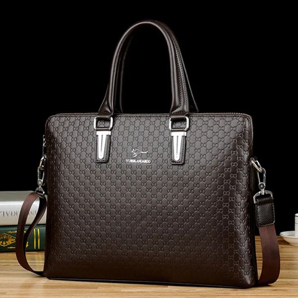 Рюкзак Роскошный мужской портфель из искусственной кожи, деловая сумка-тоут, большая вместительная мужская сумка через плечо, горизонтальная сумка для ноутбука