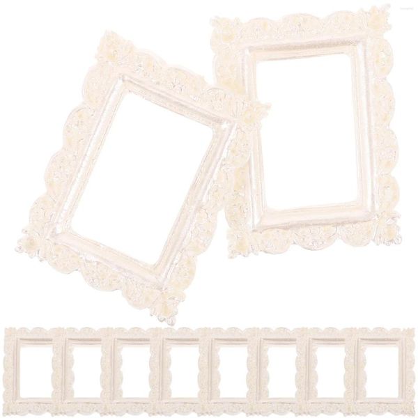 Quadros 10 pcs Po Frame Ornaments Imagem para Mini Casas Acessórios Home Display Stand Miniatura Pequena Retro Resina Decoração