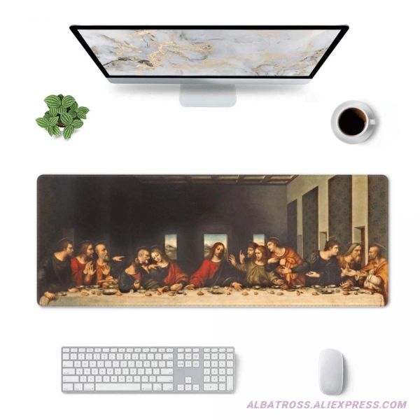 Pads Painting The Last Supper Gaming-Mauspad, gummiert, genähte Kanten, 80 x 30 cm