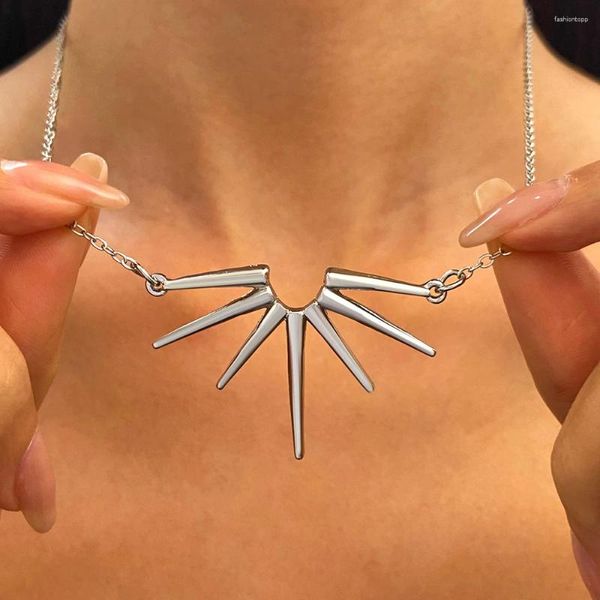 Colares de pingente gótico exagerado colar de girassol para mulheres meio redondo irregular espinho cadeia gargantilhas acessórios moda jóias