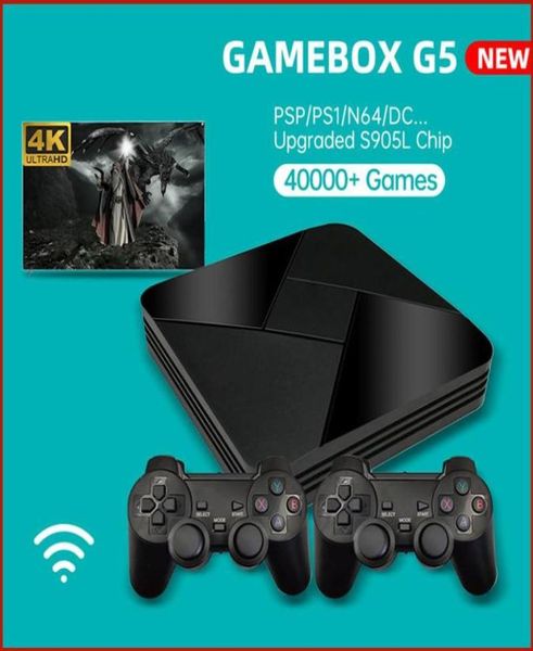 Jogadores de jogo Box G5 Host S905L WiFi 4K HD Super Console X 50 Emulador 40000 Jogos Retro TV Video Player para PS1N64DC4228761