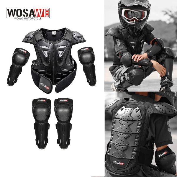 WOSAWE equipaggiamento protettivo per moto da corsa armatura per bambini armatura tuta tuta protettiva per bambini sport ginocchio e gomito 240315