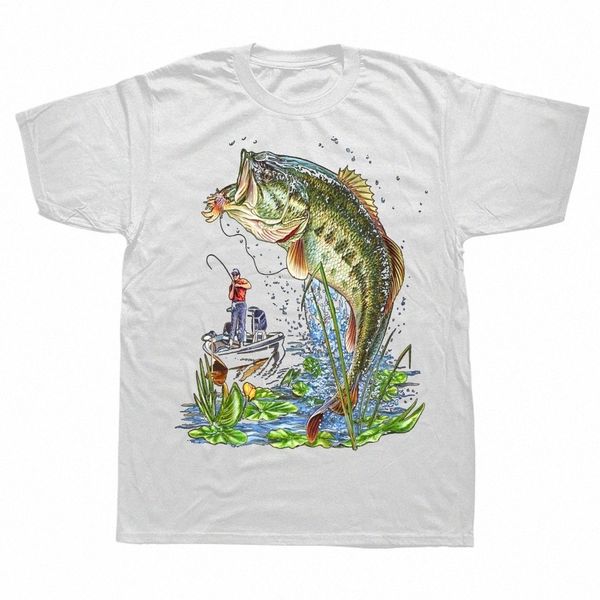 divertente pesca spigola pesce magliette estate grafica Cott streetwear manica corta regali di compleanno t-shirt abbigliamento uomo X3gU #