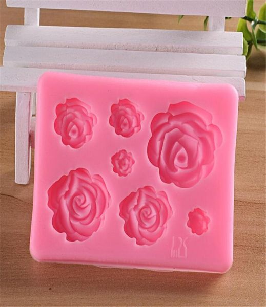 Molde de silicone com flores de rosas, molde para bolo de chocolate, ferramentas de decoração de bolo de casamento, fondant, molde de bolo xb13280031