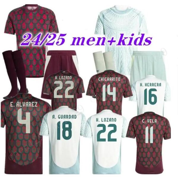 24/25 Mexiko Fußballtrikots 2024 Copa America RAUL CHICHARITO LOZANO DOS SANTOS 24 25 H.LOZANO Herren Kinderset Fußballtrikot Uniform