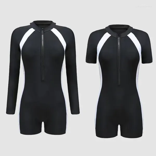 Roupas de banho feminina de roupas de banho de uma peça esportes em preto e branco feminino de maiô de maiô de praia de roupas de praia Surf Surfing