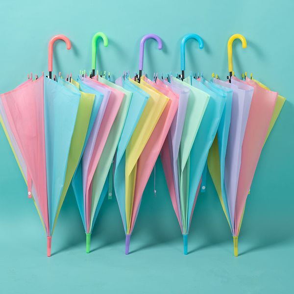 Regenbogen-Regenschirm, kompakt, winddicht, automatisch öffnender Regenbogen-Regenschirm für Kinder, Mädchen, Damen, Herren (Hakengriff)
