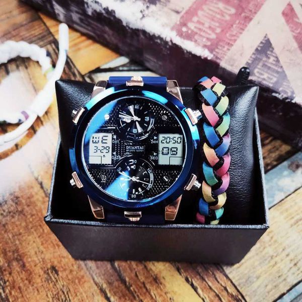 Orologio personalizzato in stile euro americano da uomo a tre movimenti multifunzione sveglia luminosa con data orologio al quarzo moda Street Watch