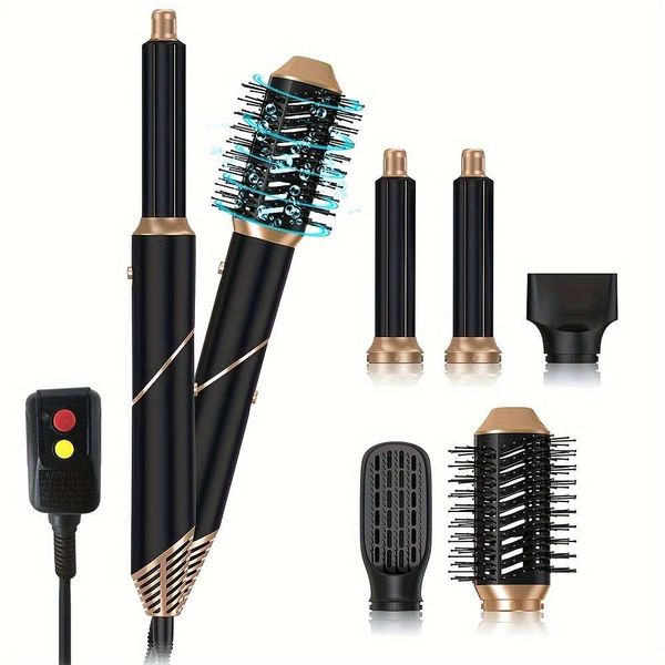 Spazzola 5 in 1 Professional Hot Styler Colpo ionico negativo Ferro arricciacapelli automatico Sistema di asciugatura per styling ad aria Asciugacapelli pieghevole da viaggio portatile