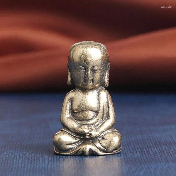 Figurine decorative Ornamenti per statue di Buddha in ottone vintage Decorazione per desktop domestico in miniatura di bodhisattva tibetano in rame puro